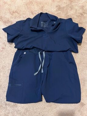 FIGS Scrubs Set Navy Blue Woman’s Size XL Nala Polo Top -  XL Zamora